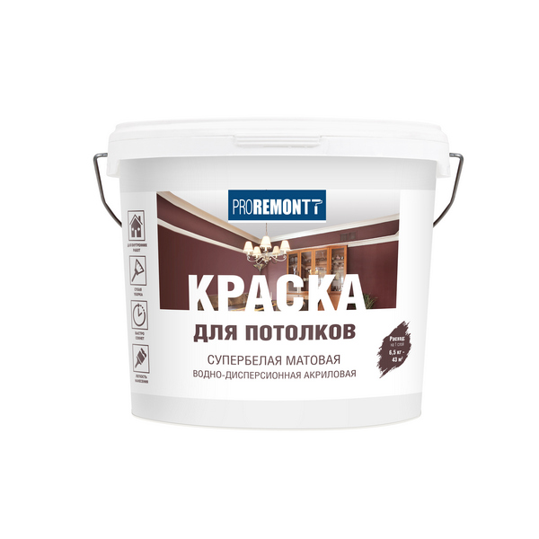 Краска для потолков PROREMONTT супербелая Л-С 6,5 кг 1/72  во Владимире