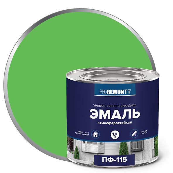 Эмаль ПФ-115 "PROREMONT"   1.9  кг салатовый 3/264  во Владимире