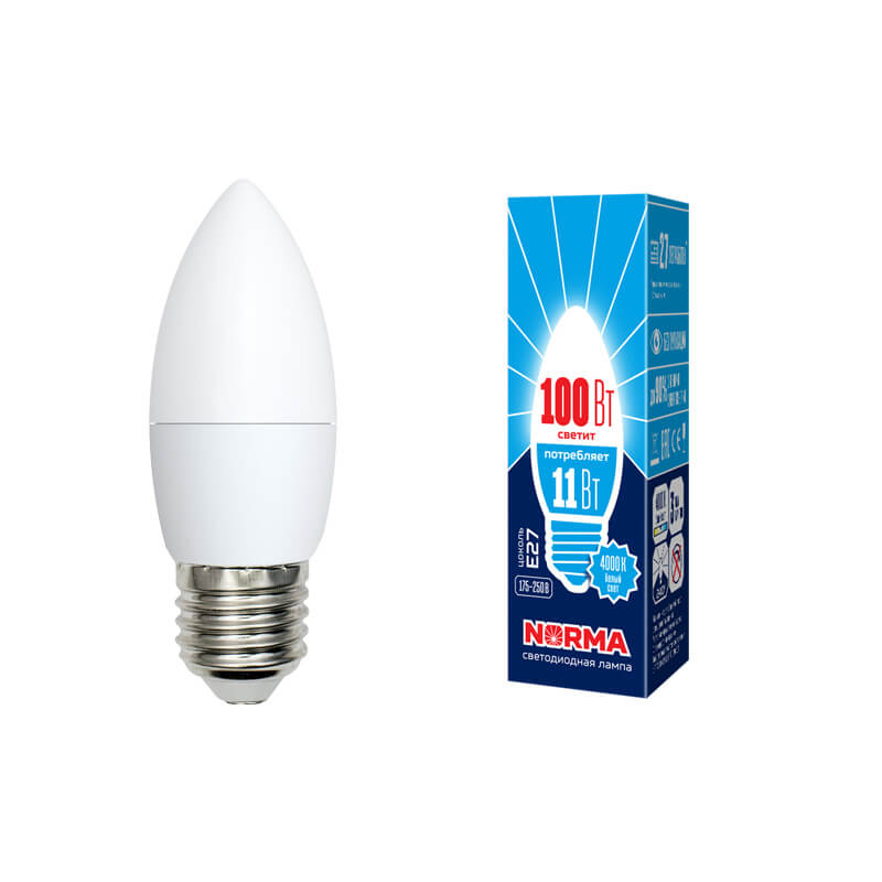 UL-00003814 Лампа светодиодная свеча матовая. Серия Norma 4000K LED-C37-11W/NW/E27/FR/NR 7743  во Владимире