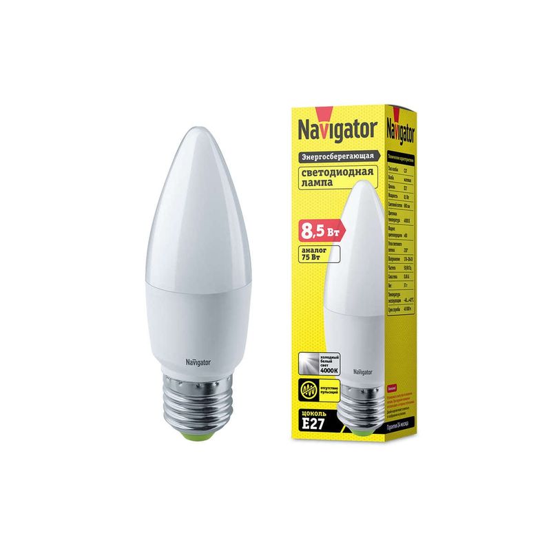 Лампа светодиодная 61 328 NLL-C37-8.5-230-4К-E27-FR Navigator 20452 4650074613284  во Владимире