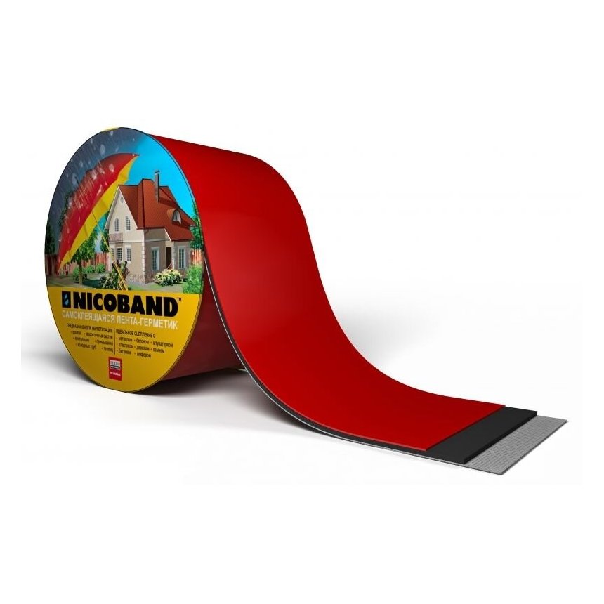 Самоклеящаяся герметиз.лента NICOBAND красный10 м*10 см  во Владимире
