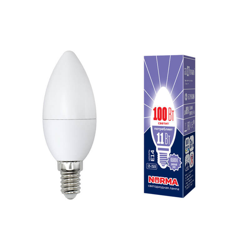 UL-00003810 Лампа светодиодная свеча мат.Серия Norma 6500K LED-C37-11W/DW/E14/FR/NR 7651  во Владимире