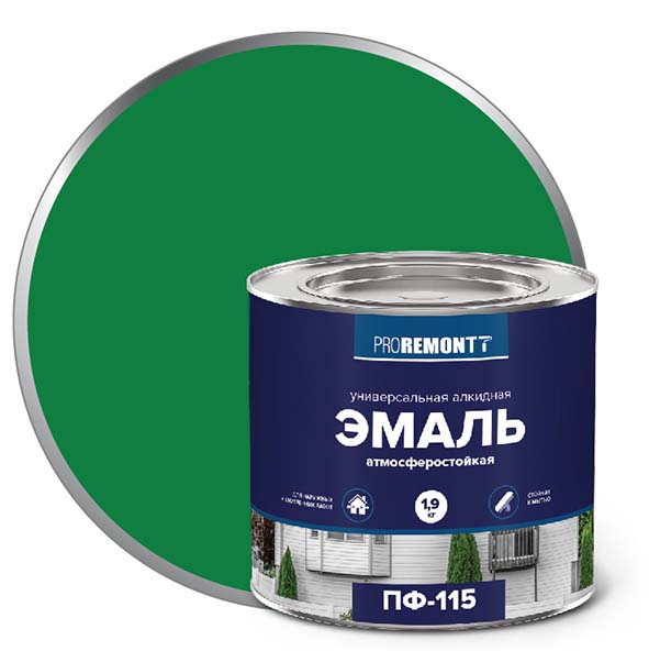 Эмаль ПФ-115 "PROREMONT"   1.9  кг ярко-зеленый 3/264  во Владимире
