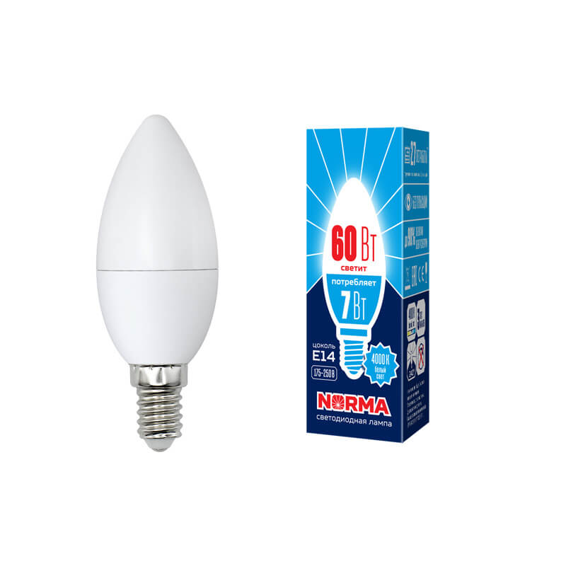 UL-00003795 Лампа светодиодиодная свеча мат. Серия Norma 4000K LED-C37-7W/NW/E14/FR/NR 4582  во Владимире