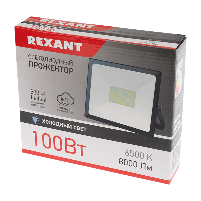 605-005 Прожектор светодиодный 100 Вт 200–260В IP65 8000 лм 6500 K холодный свет REXANT  во Владимире