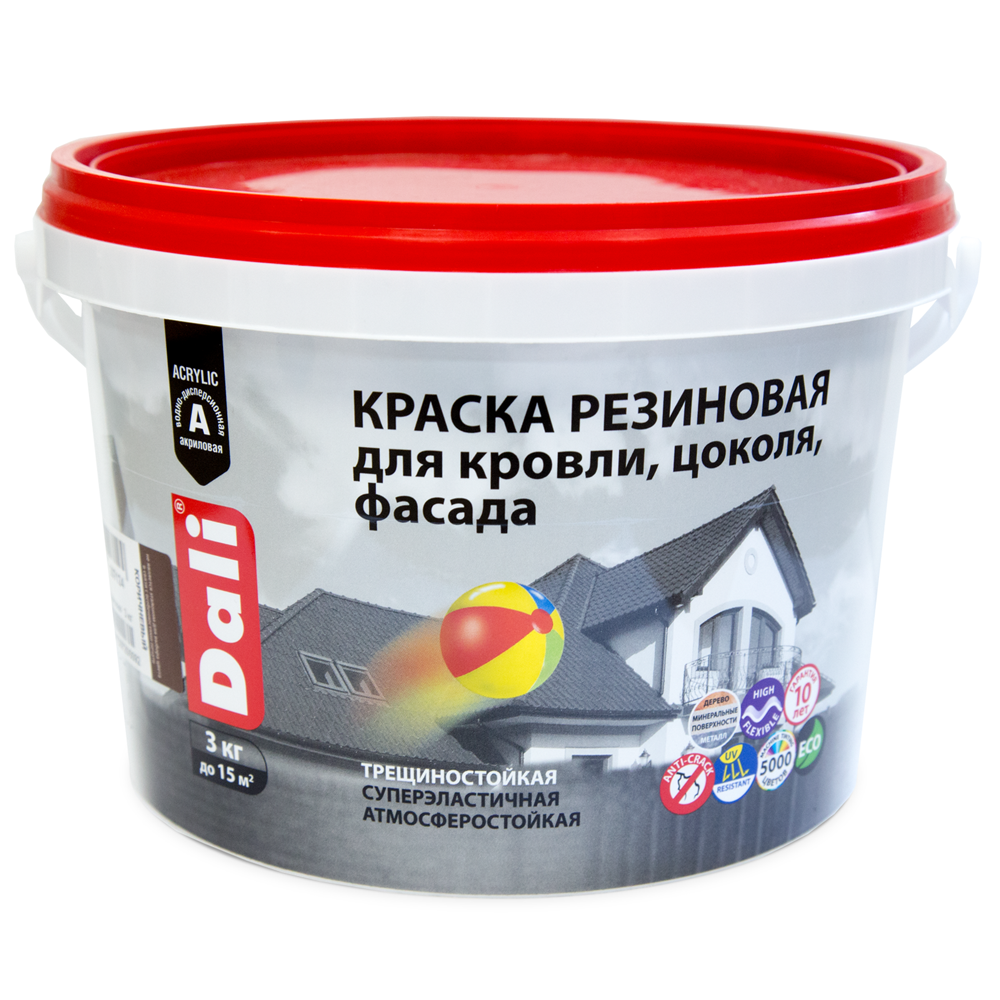 Краска ДАЛИ резиновая д/кровли,цоколя,фасадов   3 кг зеленый    1/120  во Владимире