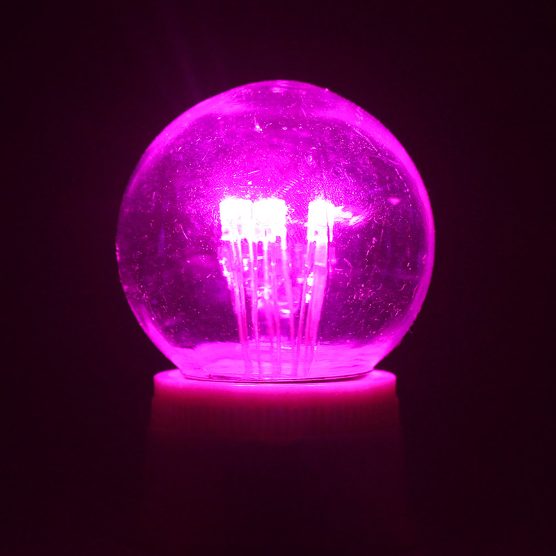 Лампа шар e27 6 LED  Ø45мм - розовая, прозрачная колба, эффект лампы накаливания 405-127   во Владимире