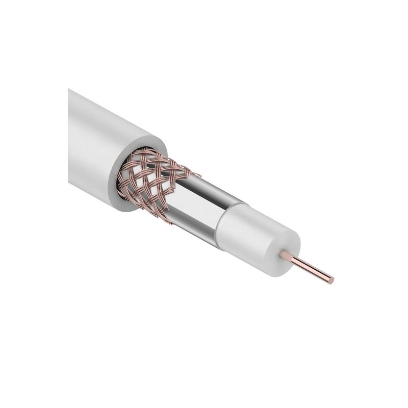 Кабель коаксиальный REXANT RG-59U+Cu (75 Ом), Cu/Al/Cu, 64%, бухта 100 м, белый 01-2641   во Владимире