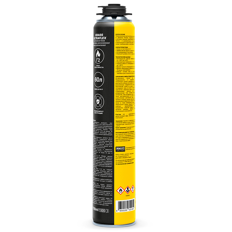 Пена огнестойкая KRASS ULTRAFLEX  пистолет. 0,7л 12/612  во Владимире