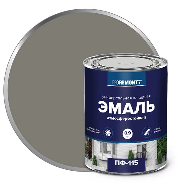 Эмаль ПФ-115 "PROREMONT"   0.9 кг серый 10/640  во Владимире