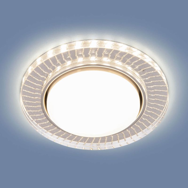 Встраиваемый точечный светильник с LED подсветкой 3033 GX53 CL/SL прозрачный/серебро  во Владимире