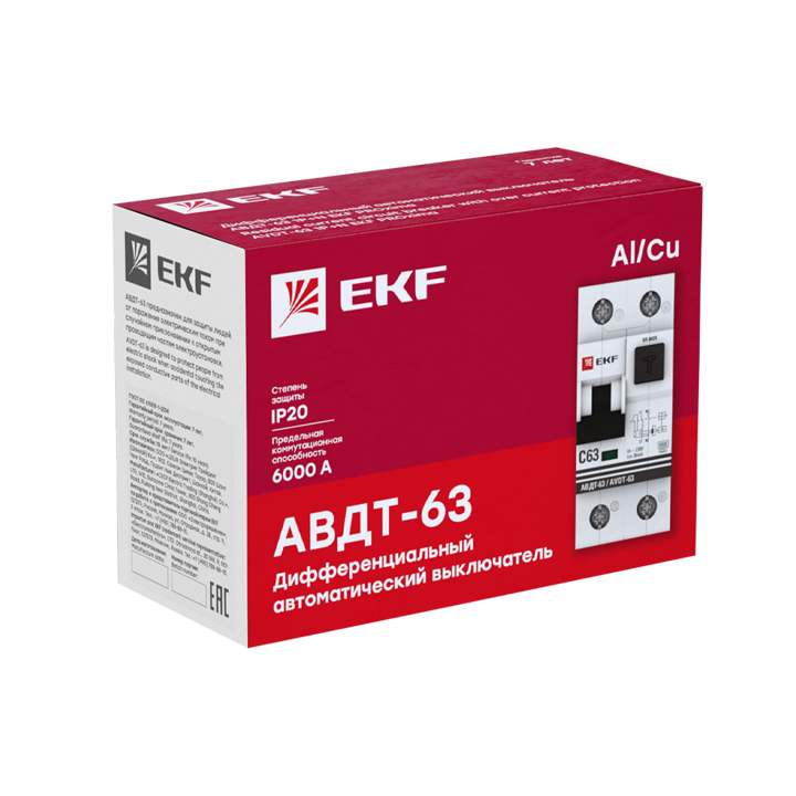 Диф. автомат 32А 30мА х-ка C эл. тип A 6кА АВДТ-63 PROxima EKF DA63-32-30e  во Владимире
