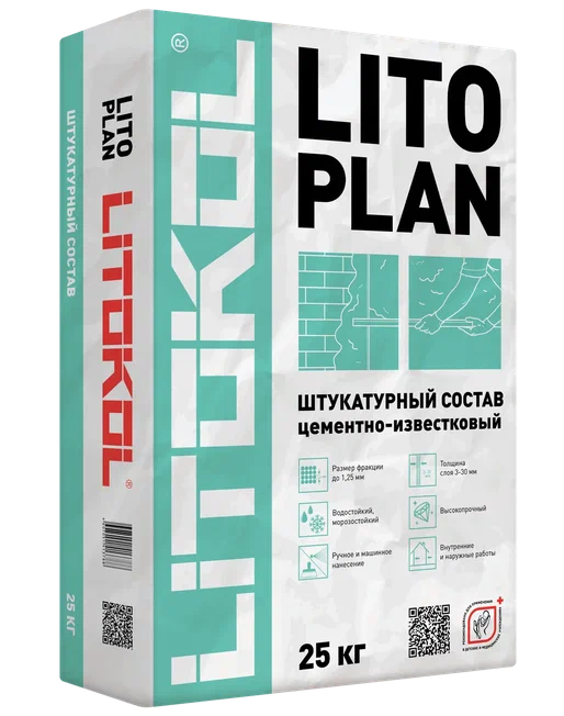 LITOPLAN  Штукатурный состав цементно-известковый 25 кг/54 шт.  во Владимире