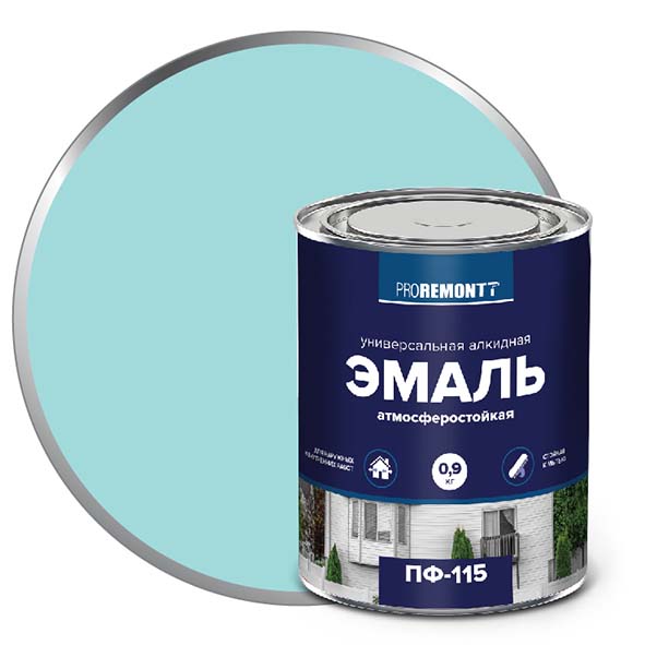 Эмаль ПФ-115 "PROREMONT"   0.9  кг Мятный RAL 6027  10/640  во Владимире