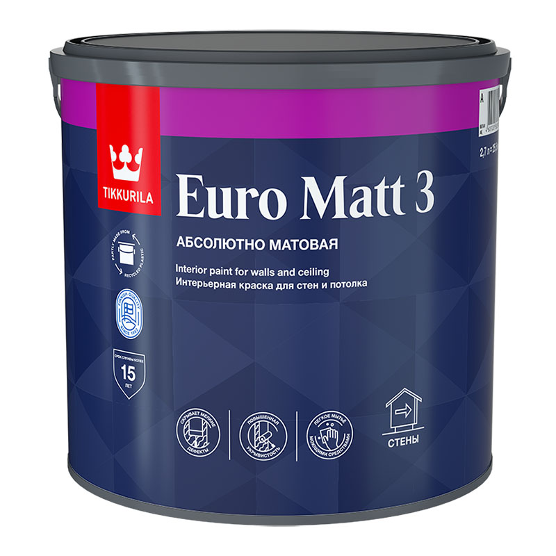 EURO MATT 3 А гл/мат 2,7л Краска интерьерная /1  во Владимире