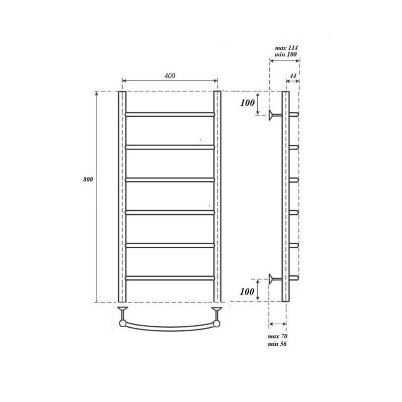 Полотенцесушитель водяной Point Афина PN04148 П6 400x800, хром  во Владимире