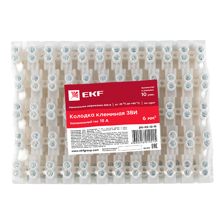 plc-KK-12-15 Колодка клеммная 12мм 15А (10шт.) EKF  во Владимире
