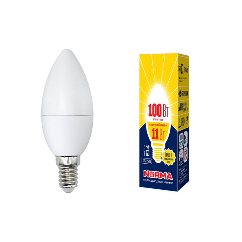 UL-00003812 Лампа светодиодная свеча матовая. Серия Norma 3000K LED-C37-11W/WW/E14/FR/NR 7774  во Владимире