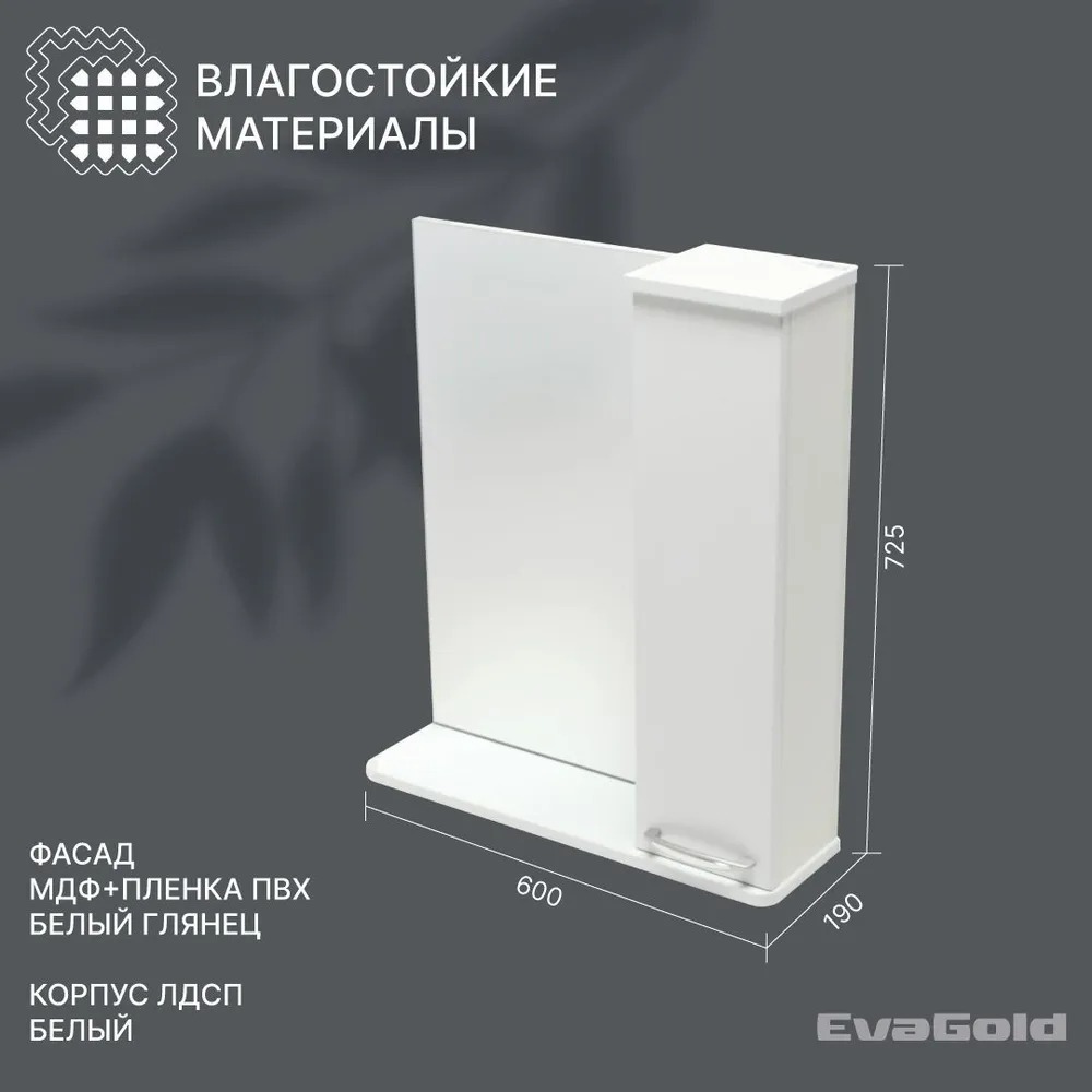 60 Зеркало-шкаф "НИКА 60"  прав.  во Владимире