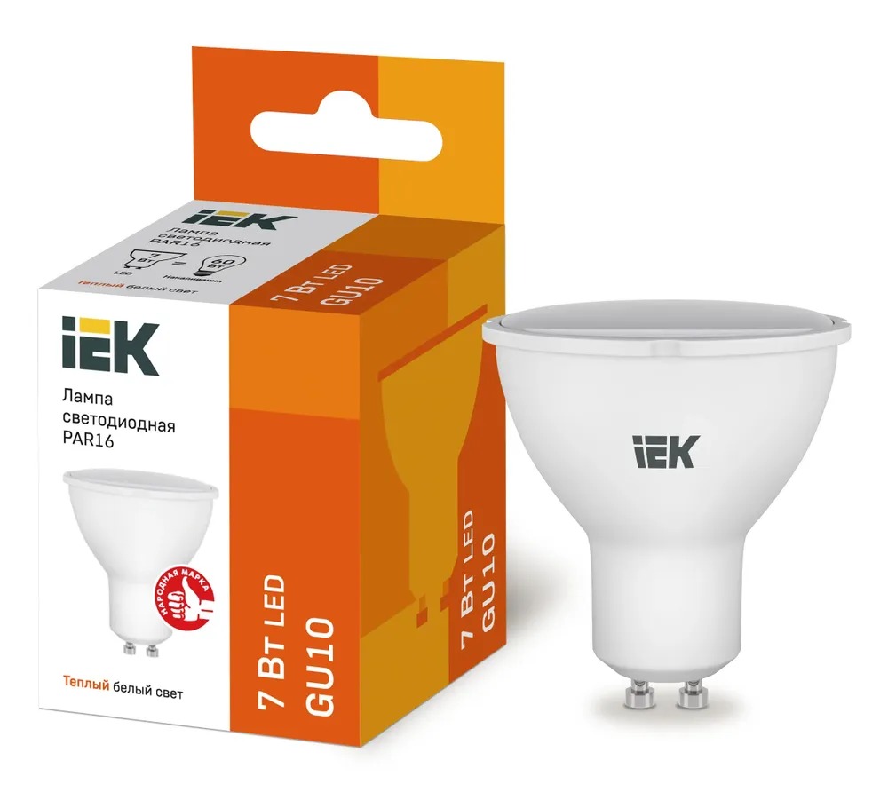 Лампа светодиодная LED 7вт 230в GU10 тепло-белый ECO (IEK)  во Владимире