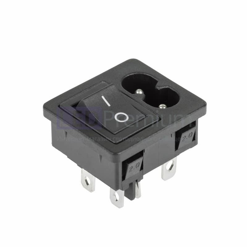 36-2284 Выключатель клавишный 250 V 6 А (4с) ON-OFF черный с штекером C8 2PIN  REXANT  во Владимире