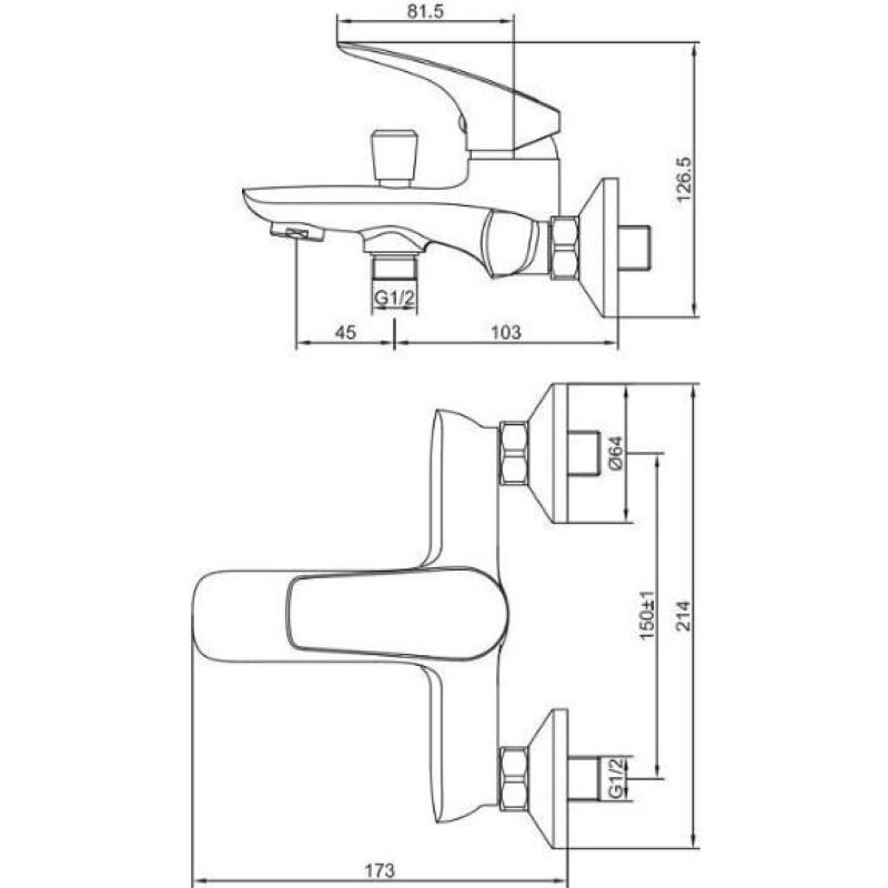Смеситель для ванны, хром Aquanet Atletic (216761) AF310-20С  во Владимире