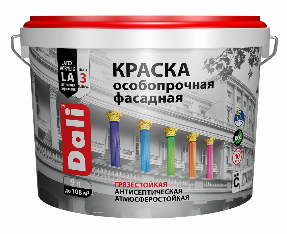 Краска ДАЛИ Особопрочная д/фасада База С мат  9 л  во Владимире