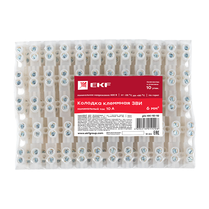 plc-KK-10-10 Колодка клеммная 10мм 10А (10шт.) EKF  во Владимире