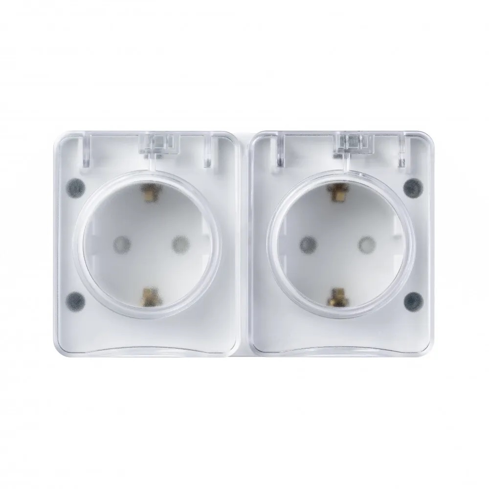 ATN540126 Розетка двойная с/з со шторками IP54 16А 250B белый AtlasDesign Profi54 SE (Systeme))   во Владимире