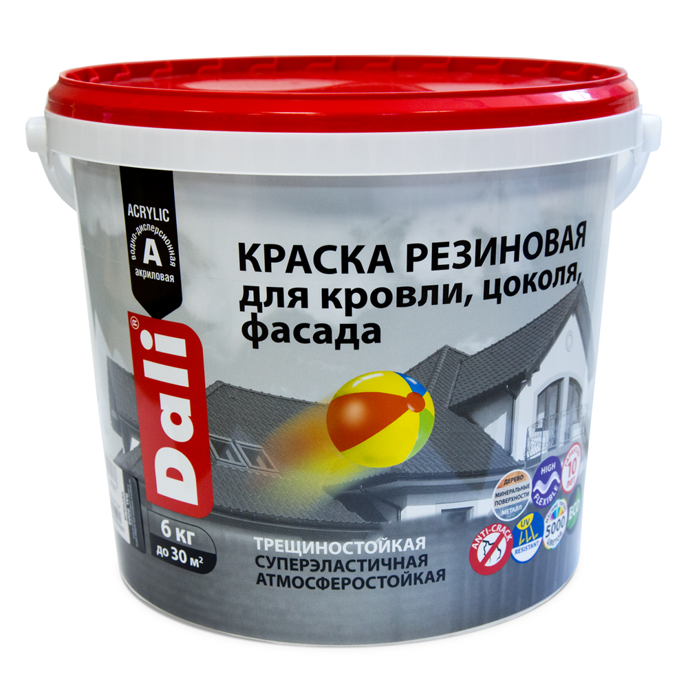 Краска ДАЛИ резиновая д/кровли,цоколя,фасадов   6 кг коричневый    1/60  во Владимире