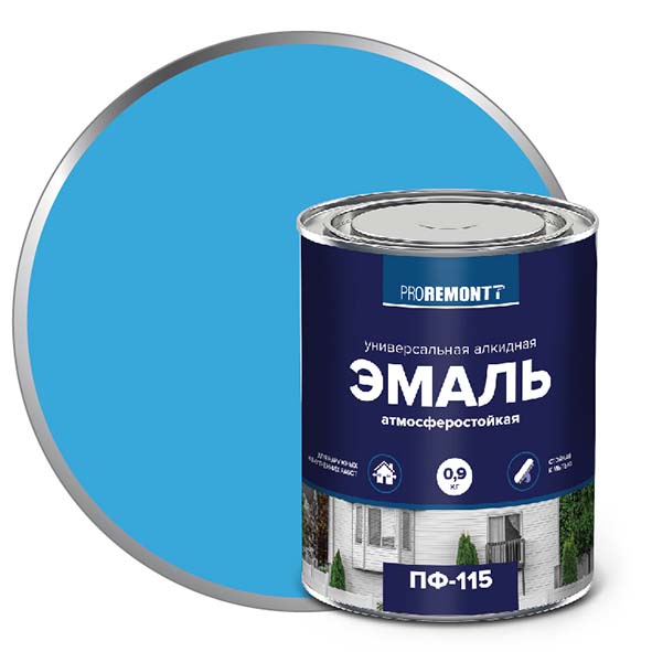 Эмаль ПФ-115 "PROREMONT"   0.9  кг голубой 10/640  во Владимире