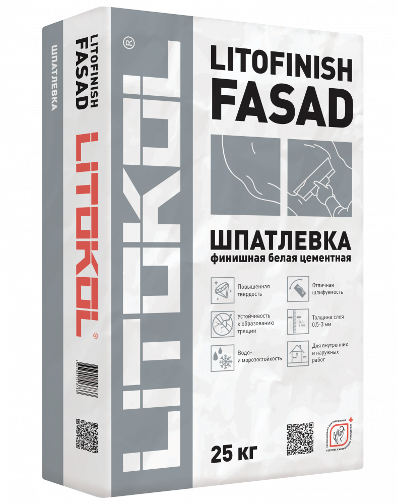 ЛИТОФИНИШ ФАСАД / LITOFINISH FASAD Шпаклёвочная смесь на основ.цемента 25 кг/54 шт.  во Владимире
