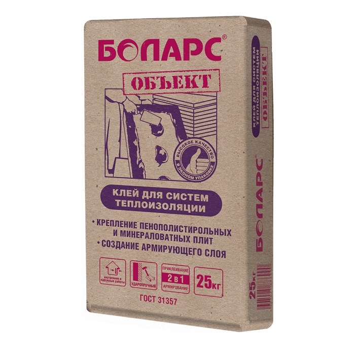 Клей для теплоизоляции ОБЪЕКТ 25 кг/48шт БОЛАРС  во Владимире