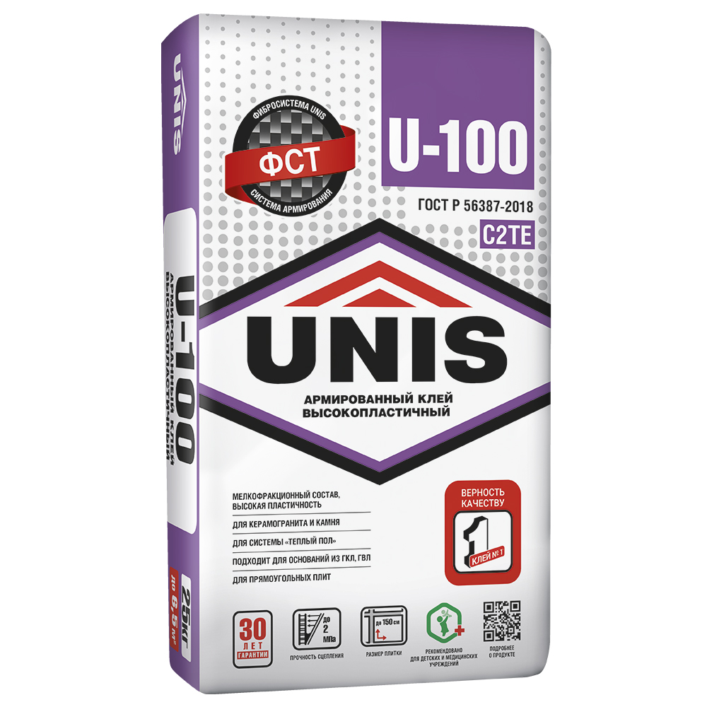 ЮНИС UNIFLEX U-100 клеевая сухая смесь 25 кг С2 ТЕ/48  во Владимире