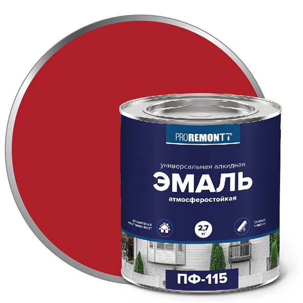 Эмаль ПФ-115 "PROREMONT"   2,7 кг красный 3/198  во Владимире