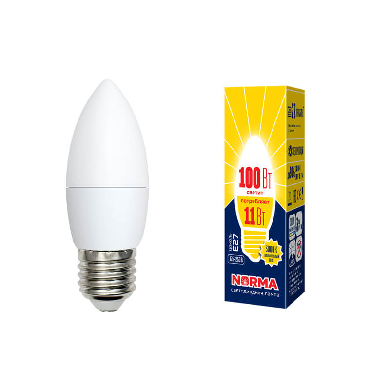 UL-00003815  Лампа светодиодная свеча матовая. Серия Norma 3000K LED-C37-11W/WW/E27/FR/NR 7804  во Владимире