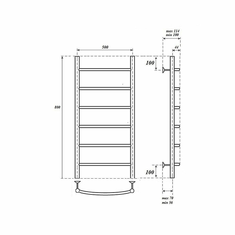 Полотенцесушитель водяной Point Афина PN04158 П6 500x800, хром  во Владимире