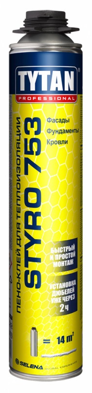Tytan Professional Styro 753 пено-клей для теплоизоляции GUN 750 ml  6357 / 6048  во Владимире
