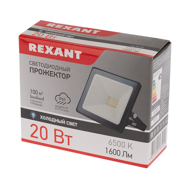 605-002 Прожектор светодиодный 20 Вт 200–260В IP65 1600 лм 6500 K холодный свет REXANT  во Владимире