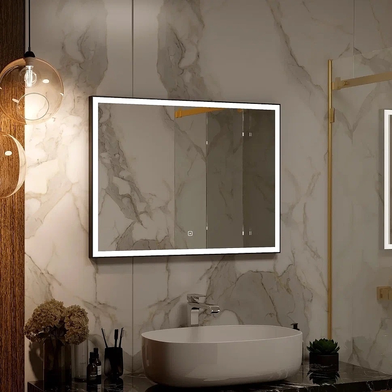 Зеркало Frame Black LED 800x600 ЗЛП183  во Владимире