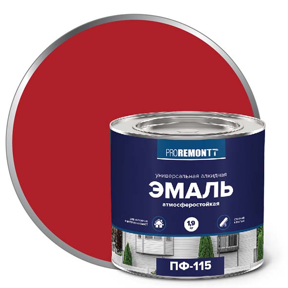 Эмаль ПФ-115 "PROREMONT"   1.9  кг красный 3/264  во Владимире