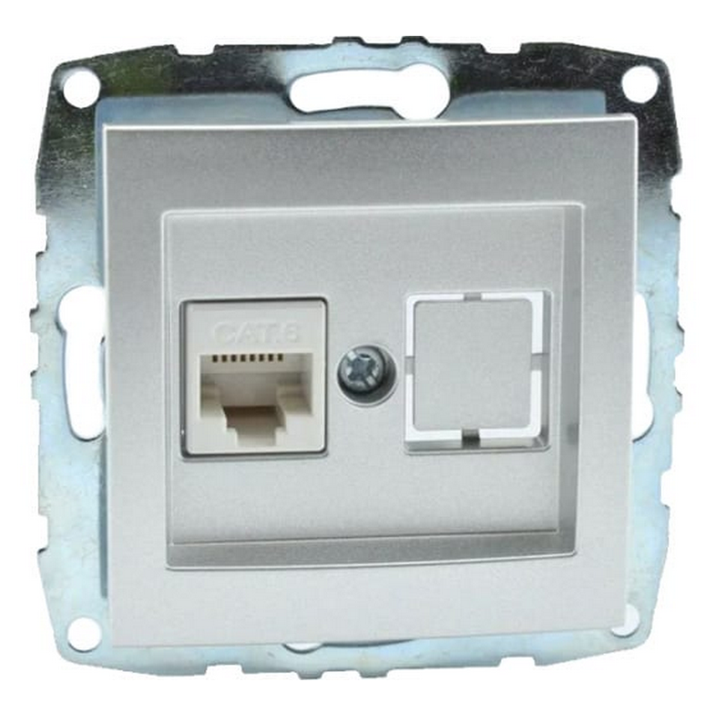 MONO L / D Механизм  Розетка Комп. (Rj45 Cat 6) Серебро										  во Владимире