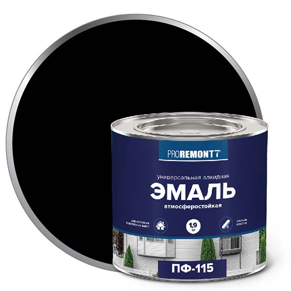 Эмаль ПФ-115 "PROREMONT"   1.9  кг черный 3/264  во Владимире