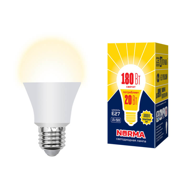 UL-00004030 Лампа светодиод.Форма "A",мат.Серия Norma 3000K LED-A65-20W/WW/E27/FR/NR 8467  во Владимире