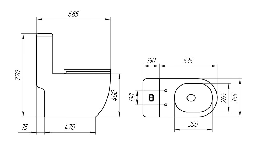 Монолит T1070 UF, безободковый, сиденье дюропласт (с гофрой и подводкой)  во Владимире