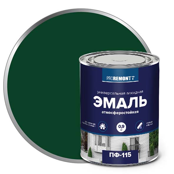 Эмаль ПФ-115 "PROREMONT"   0.9 кг зеленый 10/640  во Владимире