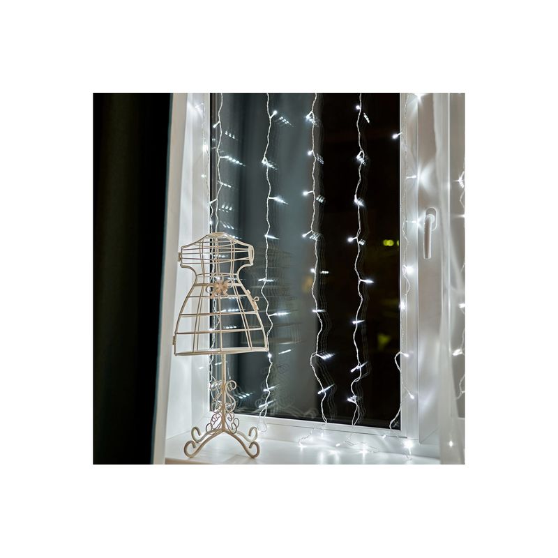 Дождь (занавес) 1,5х1,5 м, прозрачный ПВХ, 144 LED БЕЛЫЕ IP20, не соединяются ТОП 235-035   во Владимире