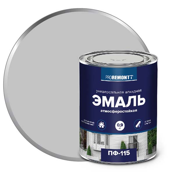 Эмаль ПФ-115 "PROREMONT"   0.9 кг серый RAL 7004 10/640  во Владимире