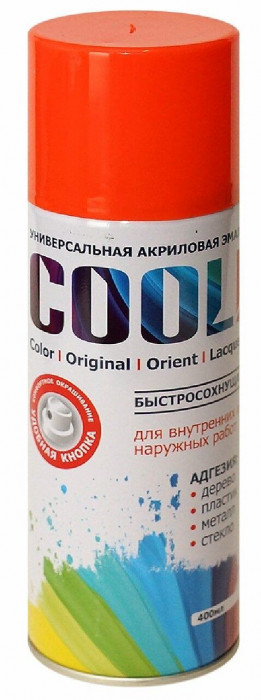 2001 Эмаль COOL универс. на акрил. основе (оранжевый огненный) спрей 400 мл  во Владимире