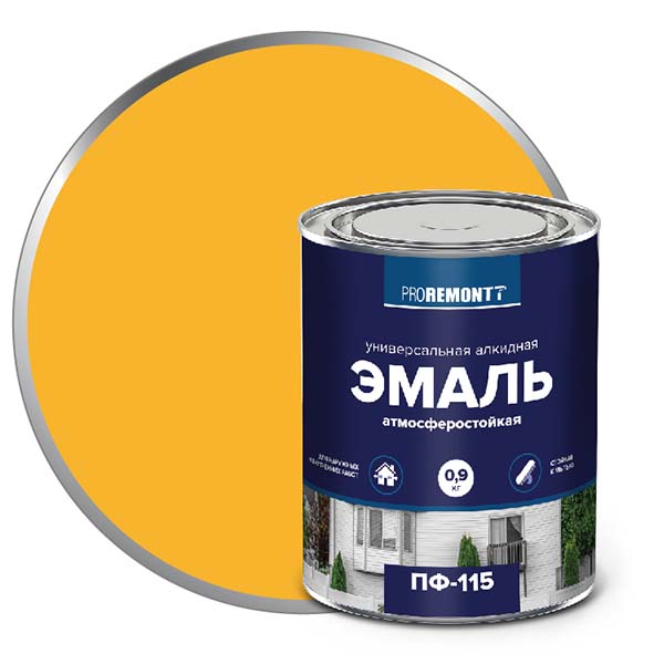 Эмаль ПФ-115 "PROREMONT"   0.9 кг желтый 10/640  во Владимире